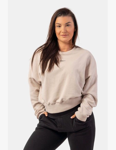 NEBBIA Loose-fitting hoodie "Feeling Good" beige