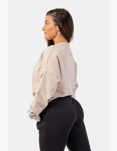 NEBBIA Loose-fitting hoodie "Feeling Good" beige