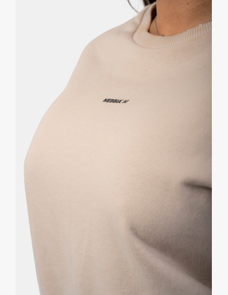 NEBBIA Loose-fitting hoodie "Feeling Good" beige
