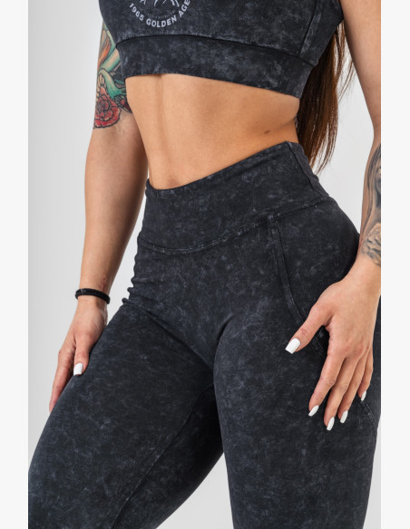 NEBBIA Washed fitness legíny s vysokým pásom GYM WARRIOR