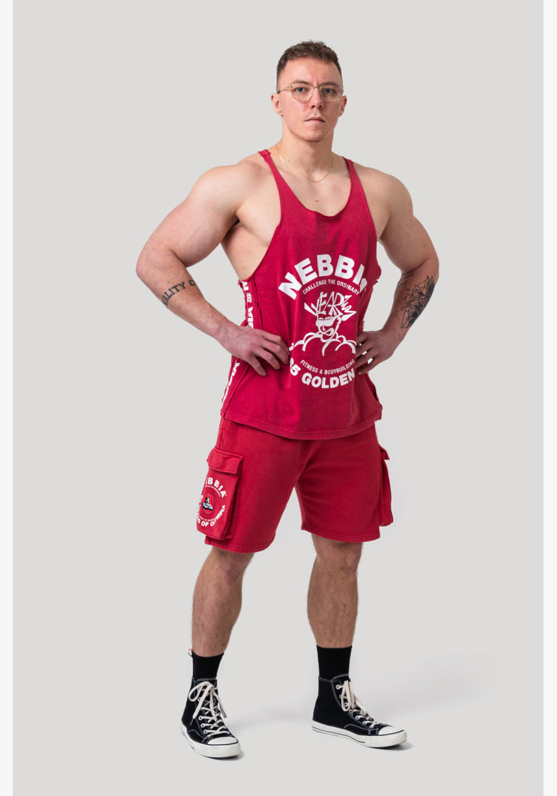 NEBBIA Washed muscle back stringer GOLDEN AGE červené